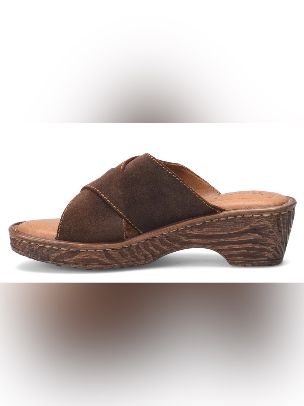 Born Teayo Chocolate Brown Distressed Suede Crisscross Slide Sandals size 6 - Picture 9 of 13